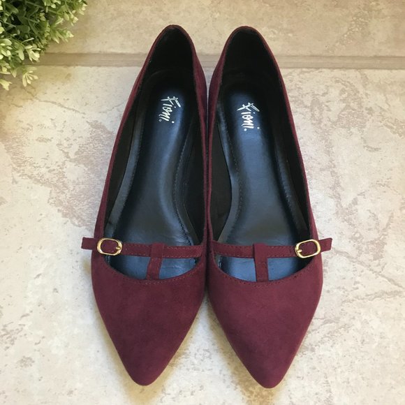 FIONI Clothing Shoes - Fioni Shoes - Sueded Flats | Burgundy | Size 6.5